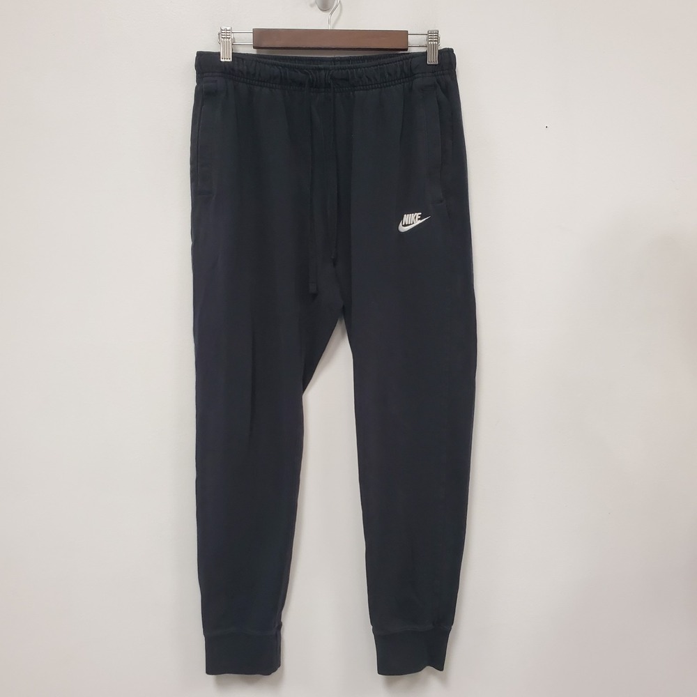 Nike Mens Black Sweatpants Size M Pockets Logo Drawstring Gym Workout Lounge